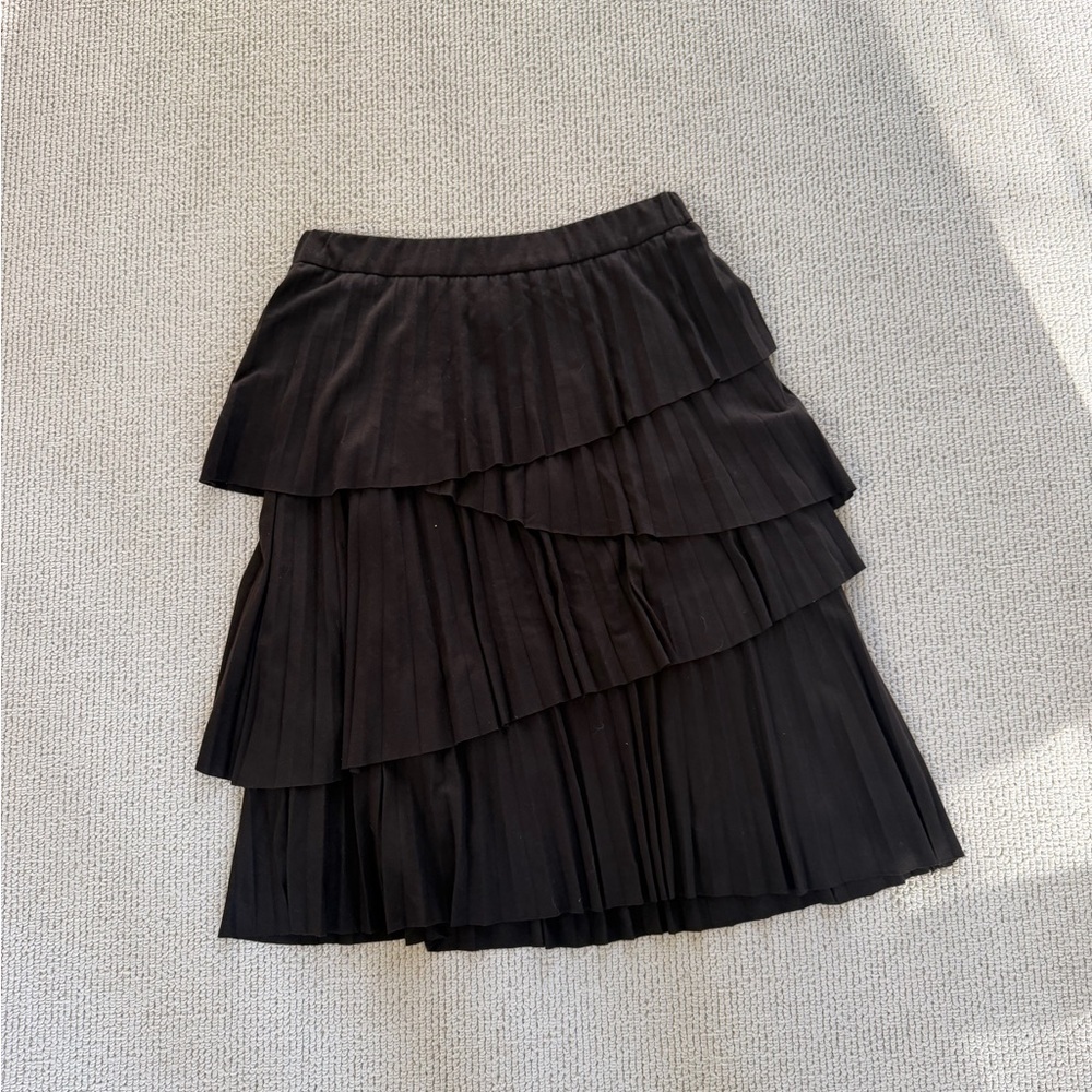 Etcetera Black Tiered Pleat Midi Skirt 🌿